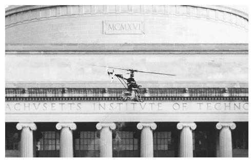 A 17-pound miniature helicopter created by a group of researchers at the Massachusette Institute of Technology in 2002 could have future uses for civilian or military surveillance, shooting aerial camera footage, or scouting disaster areas and other dangerous terrain. AP/WIDE WORLD PHOTOS.
