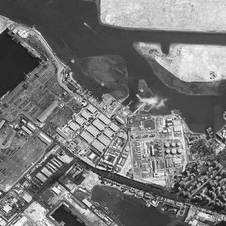 A view of the port and downtown areas of Abu Dhabi made by the QuickBird satellite provided by DigitalGlobe. QuickBird snaps some of the most detailed satellite images available to the public. AP/WIDE WORLD PHOTOS.