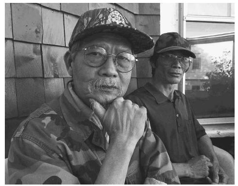 Former South Vietnamese commando Tran Quoc Hung, left, with fellow commando Pham Ngoc Khanh were recruited by the CIA as intelligence gatherers during the 1960s and 1970s. Both sought recognition for Vietnamese commandos who aided the CIA and the Deaprtment of Defense during the Vietnam conflict. AP/WIDE WORLD PHOTOS.