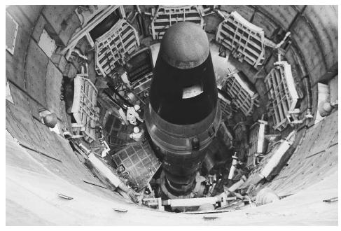 Interior of an intercontinental ballistic missile silo. ©STEVE JAY CRISE/CORBIS.